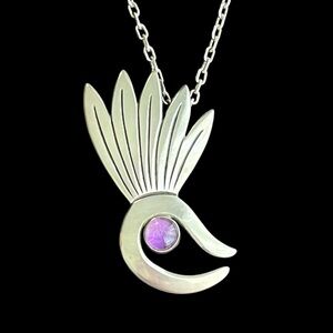 Vintage Mexican sterling silver amethyst brooch pin